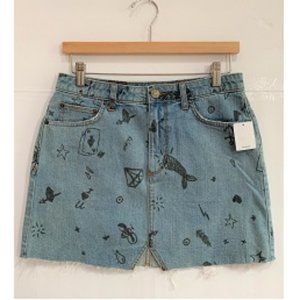 BDG Printed Denim Mini Skirt